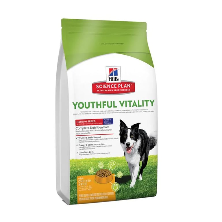 Science Plan Perro +7 Años Youthful Vitality Razas Medianas Pollo y Arroz 2,5 Kg