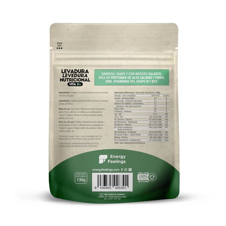 Levure Nutritionnelle Vita B12 Flocons 130g de Energy Feelings