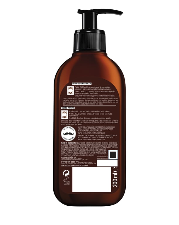 Men Expert Barber Club Shampoo für Bart-Gesicht-Haar 200 ml von L'Oreal Paris