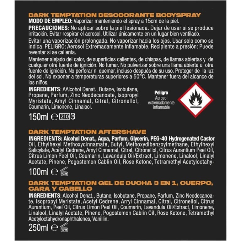 Dark Temptation Desodorante Set 3 Piezas de Axe