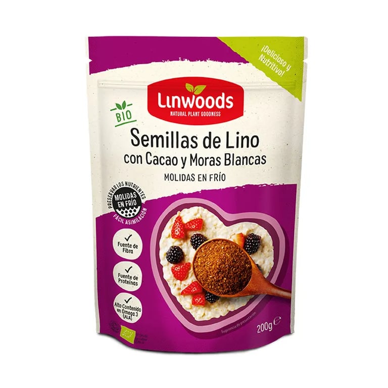 SEMILLAS DE LINO, CACAO Y MORAS