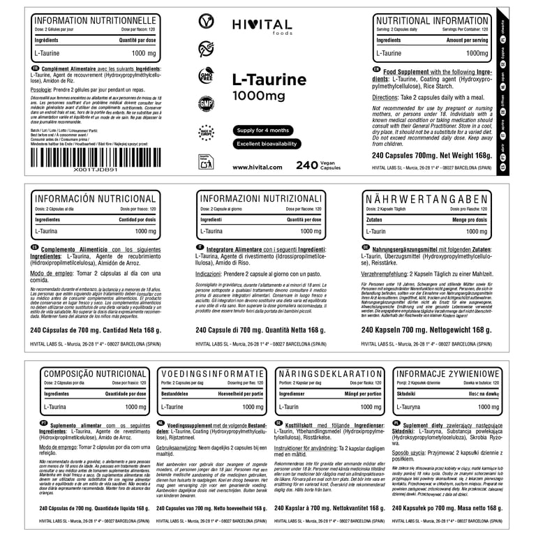 L-Taurin 1000 mg - imagen 2 de 2