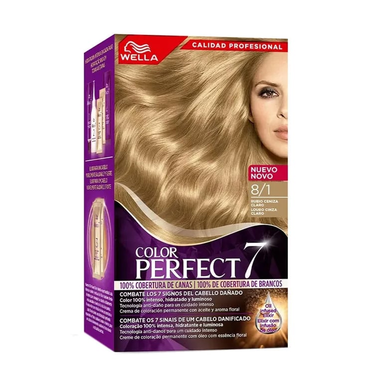 Color Perfect 7 100% Cobertura De Canas #8/1 -Rubio Ceniza Claro