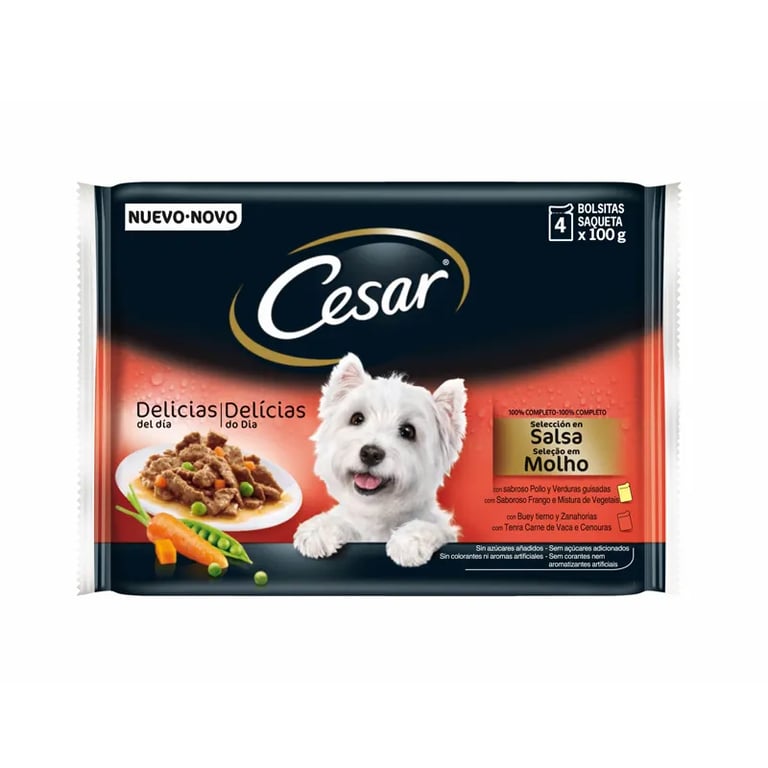 Pack Seleção Delicias Com Molho 4 Pacotes Para Cão