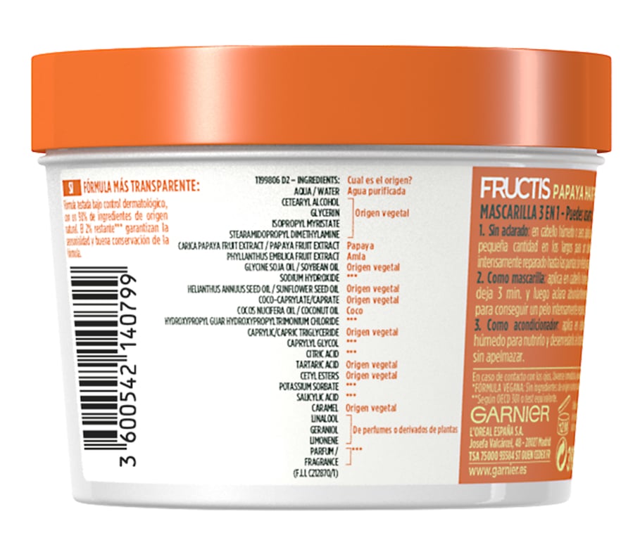 Fructis Hair Food Papaye Masque Réparateur 390 ml de Fructis