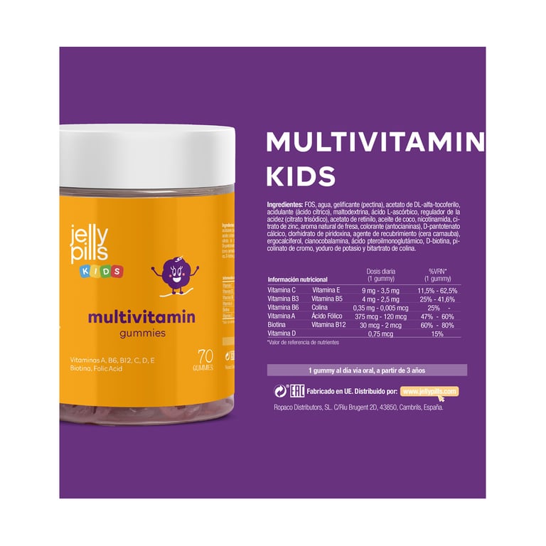 Kids Multivitamin Gummies 70 Unités de Jelly Pills