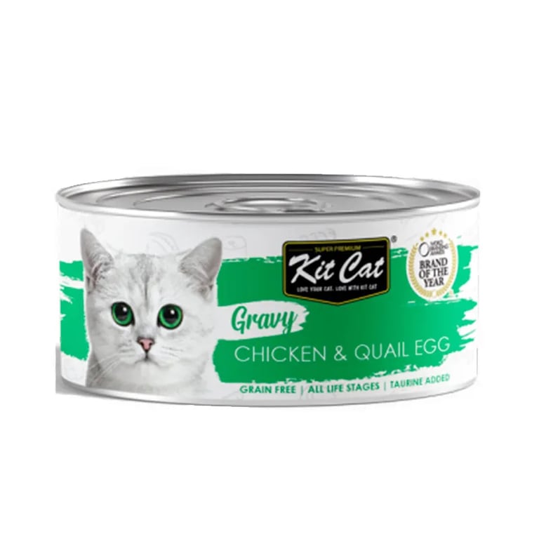 Vochtig voedsel Gravy Kip Met Kwartelei Ei In Saus