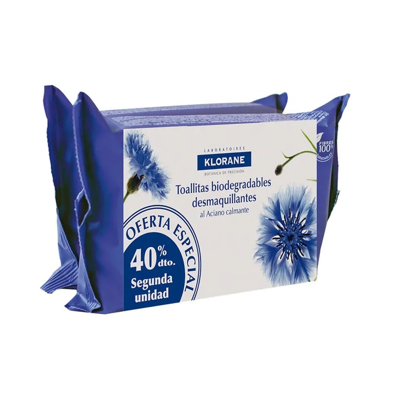 TOALLITAS DESMAQUILLANTES AL ACIANO CALMANTE DUPLO (2ª Ud 40% DESCUENTO)