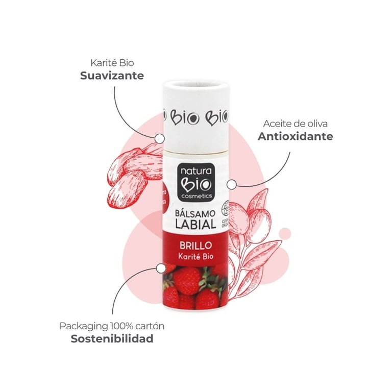 Bio Sheabutter Lipgloss Erdbeere - imagen 2 de 3
