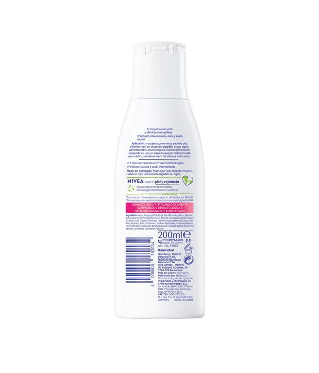 Lait Nettoyant Doux Peau Sèche Sensible 200 ml de Nivea