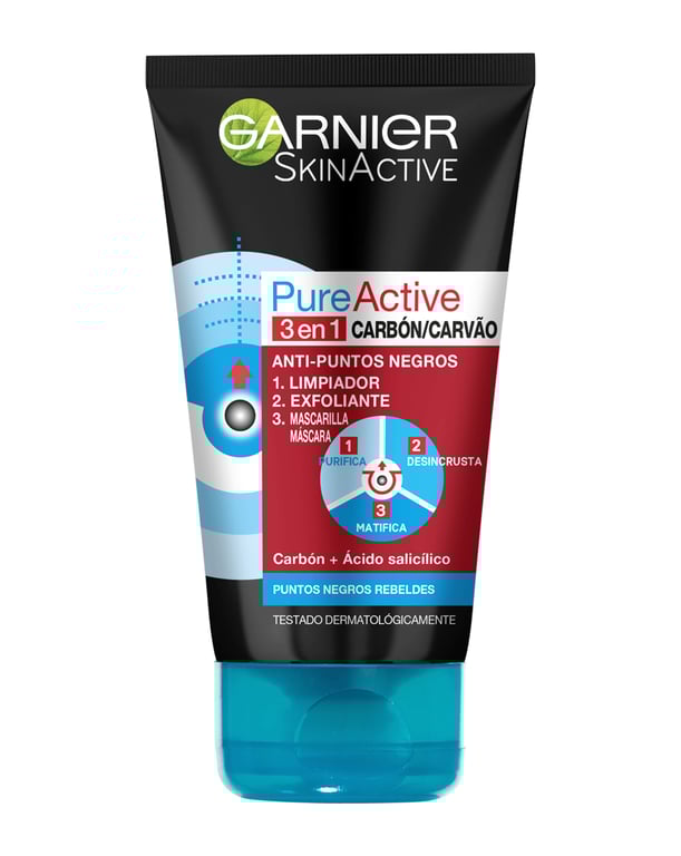 Pure Active 3 En 1 Charbon Intensif Gel Points Noirs 150 ml