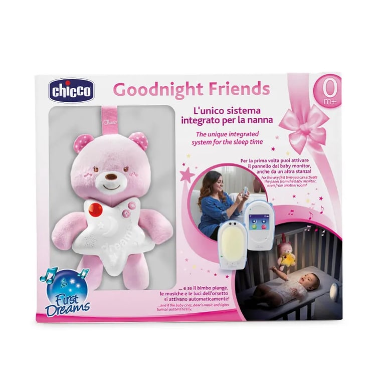 ÉCOUTE-BÉBÉ AUDIO AVEC VEILLEUSE OURSON ROSE GOODNIGHT FRIEND