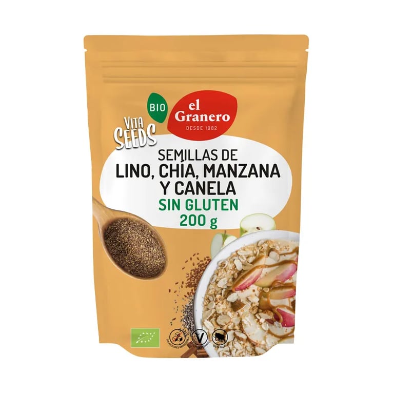 Vitaseeds Gemahlene Leinsamen mit Chia, Apfel & Zimt Bio