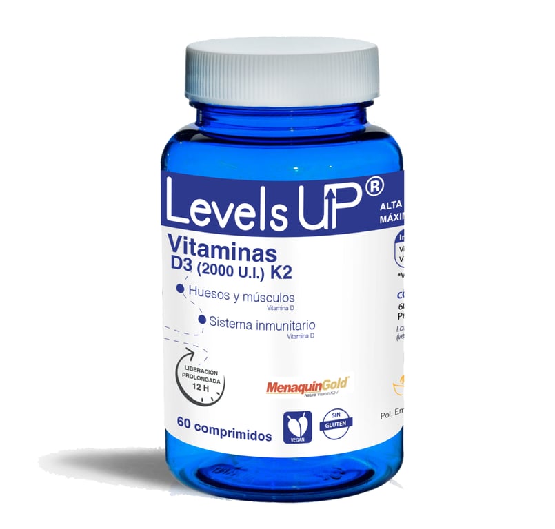 Levels Up Vitamina D3 + K2 60 Tabletas