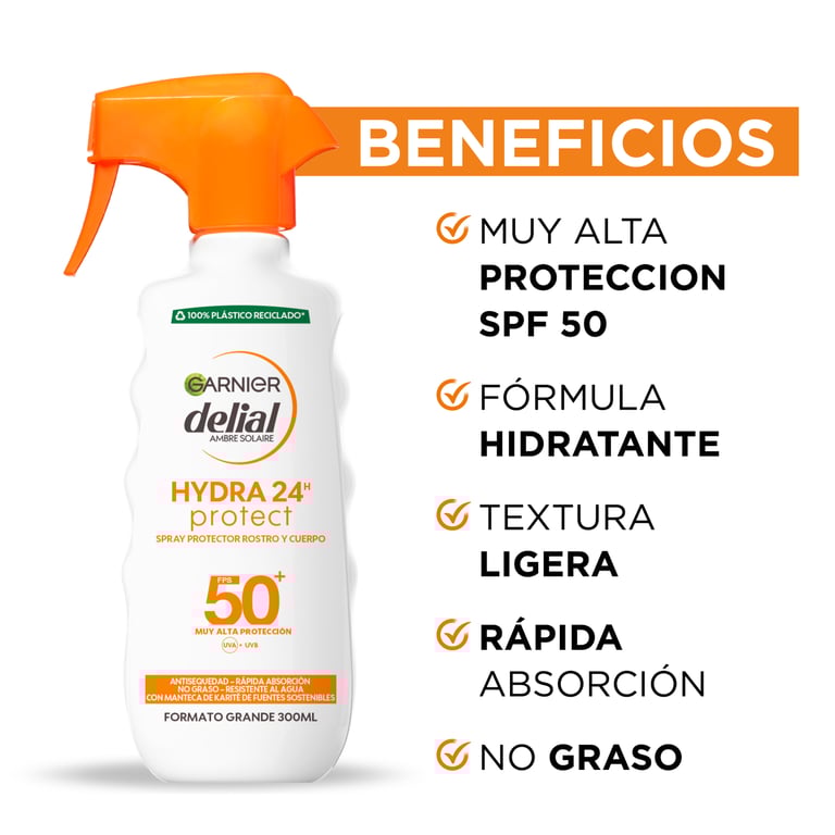 Hydra 24 Protect Spray Gesicht und Körper SPF50+ 270 ml von Delial