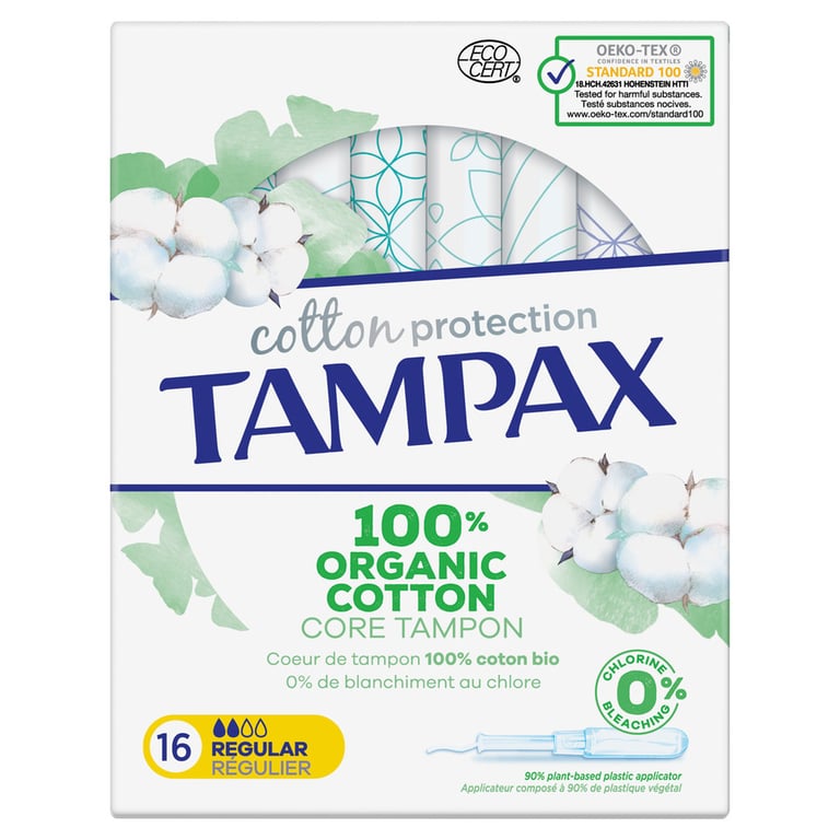 Tampax 100% Organic Cotton Régulier 16 Unités de Tampax