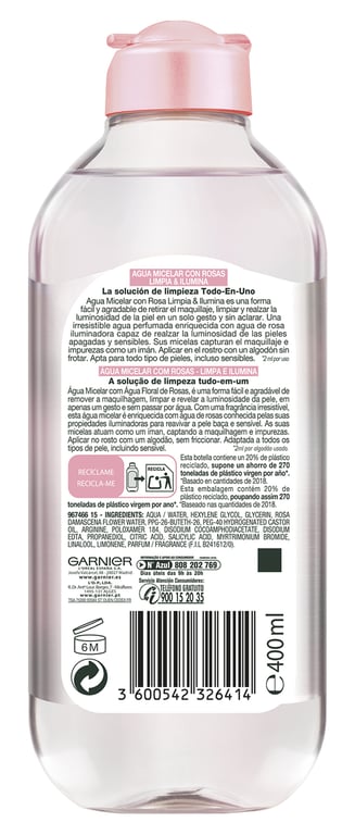 Skinactive Eau Micellaire Eau de Rose 400 ml de Garnier