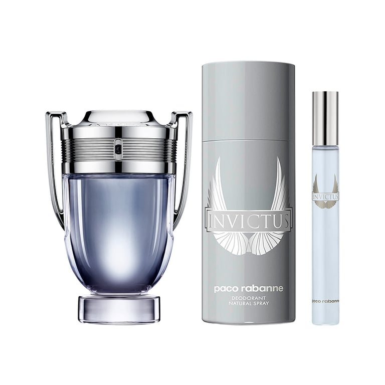 Invictus EDT-Set 100 ml + Deodorant 150 ml + Mini 10 ml Pack von Rabanne