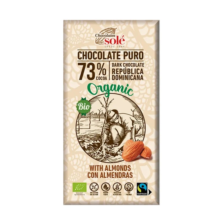 Chocolat Noir 73% Aux Amandes Bio