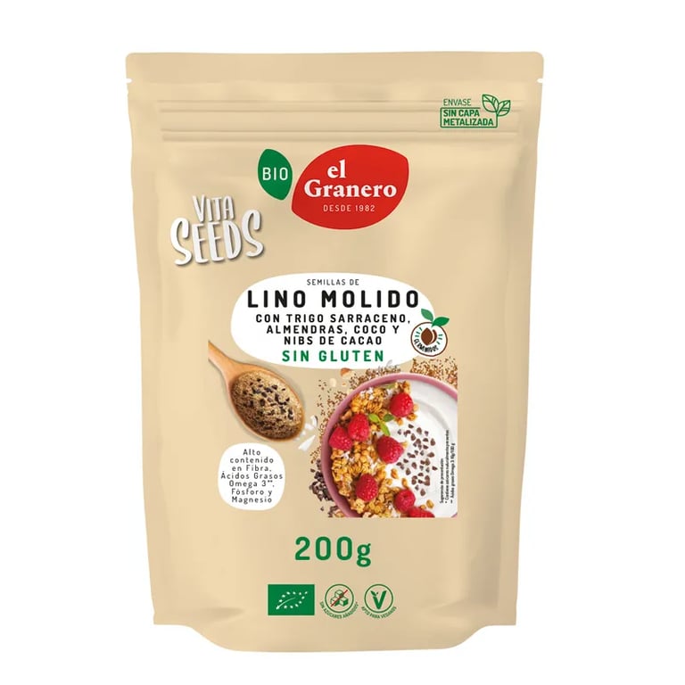 Vitaseeds, Gemahlener Lein, Buchweizen, Mandel, Kokosnuss