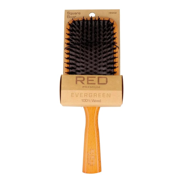 Premium Evergreen Wooden Brush Square Boar Paddle
