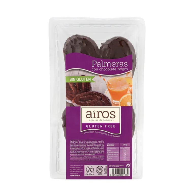 Palmeras Bombon De Chocolate Negro Sin Gluten