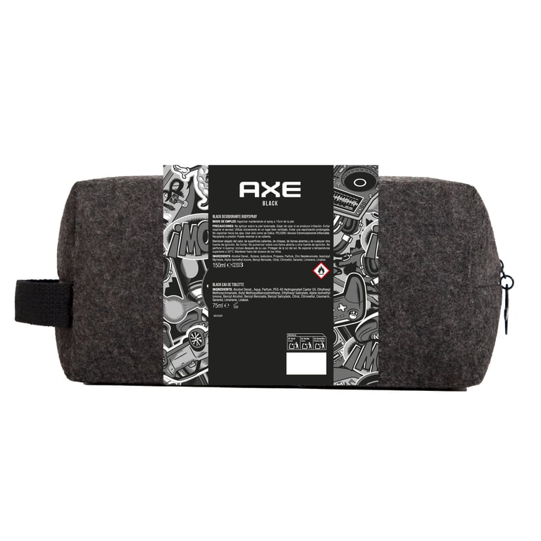 Black EDT 100 ml + Déodorant 150 ml + Trousse de toilette Lot 3 Unités de Axe