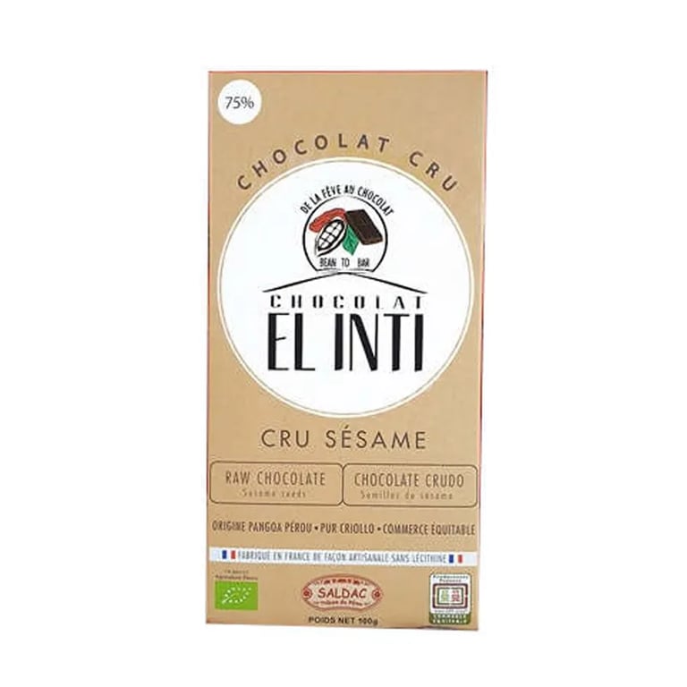 Chocolate Cru 75% Com Sementes De Sésamo