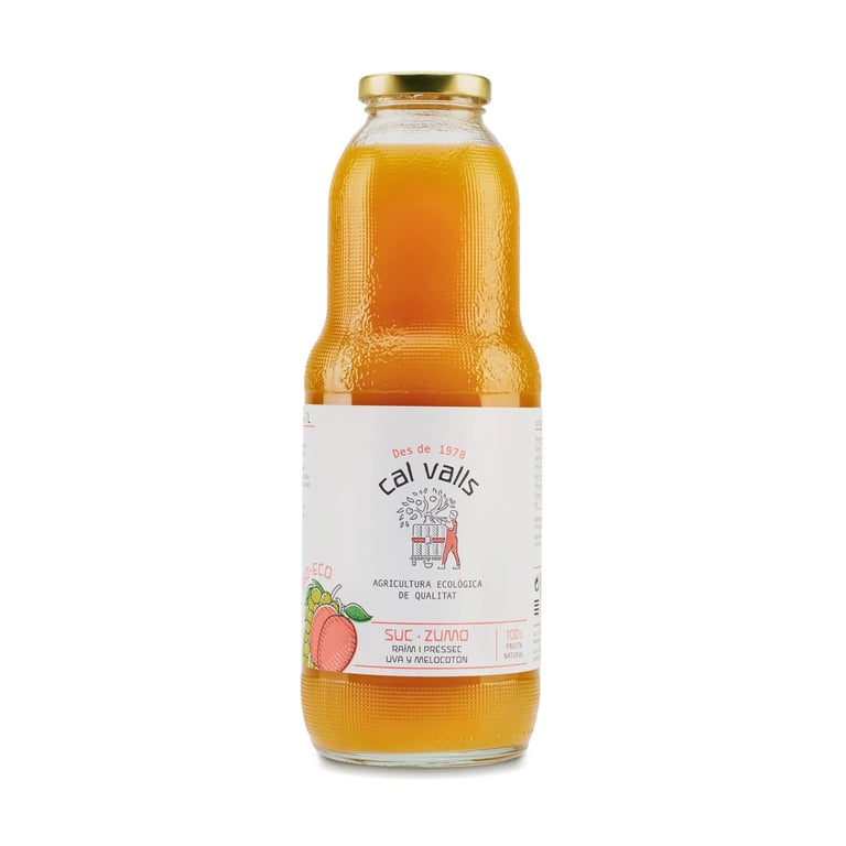 OBSTSÄFT MIT PFIRSICH UND TRAUBEN BIOLOGISCH