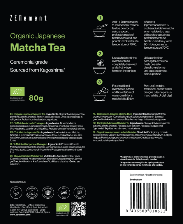 Tè Matcha Giapponese Biologico Grado Cerimoniale 80g di Zenement
