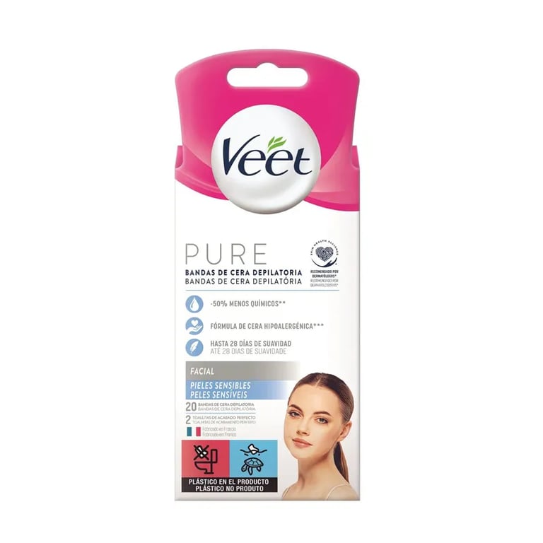 Bandes De Cire Épilatoires Pour Le Visage Peau Sensible Pure