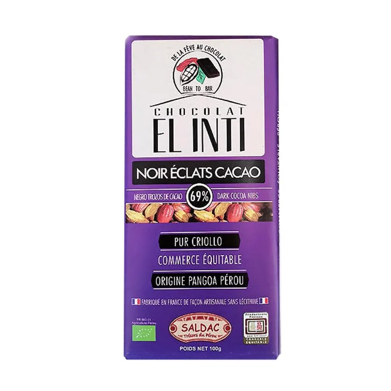 Chocolade met cacao nibs 69%