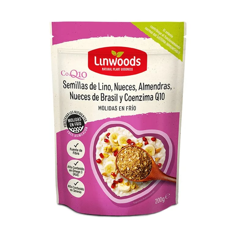 Semillas De Lino Nueces, Almendras, Nueces Brasil y CoQ10
