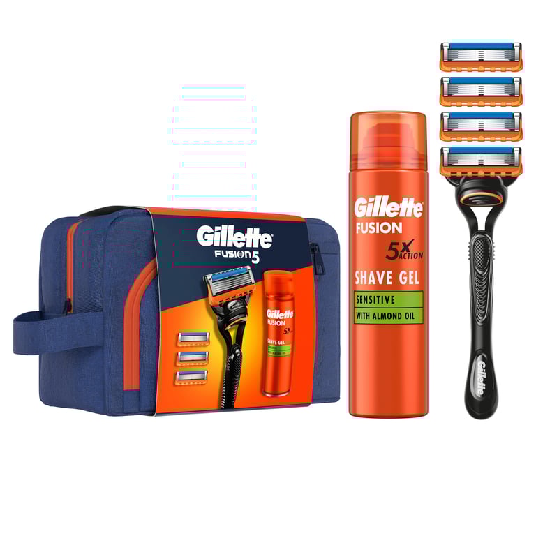 Gillette Fusion5 Pack Maquinilla + Gel + Neceser + Recambios de Gillette