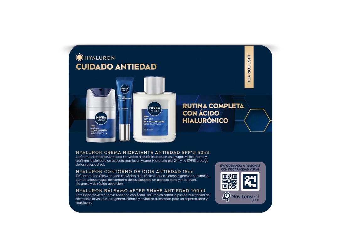 Men Hyaluron Cuidado Antiedad Pack 3 Piezas de Nivea