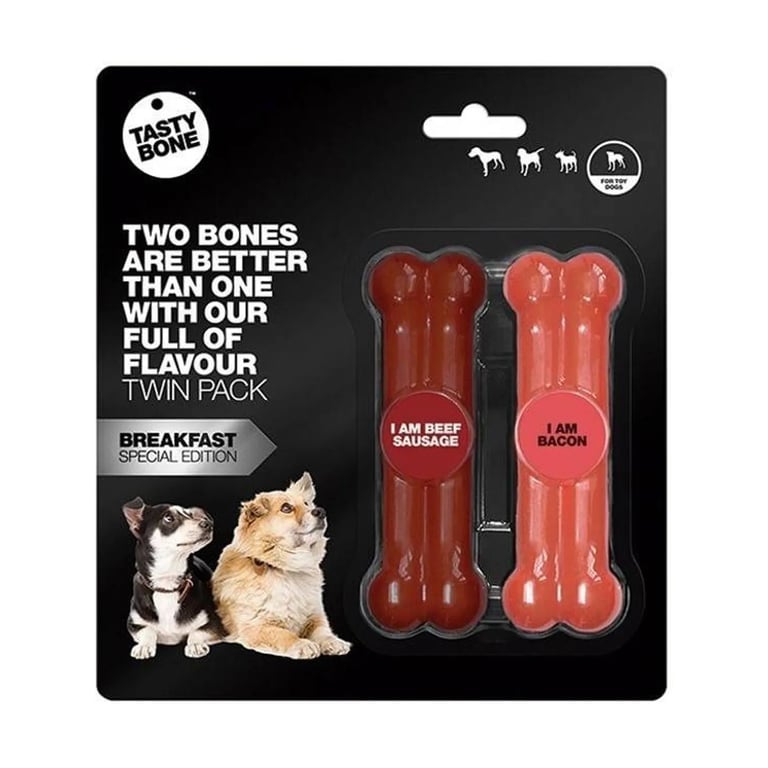 Nylon Knochen Twin Pack Wurst Kalbfleisch Bacon Toy