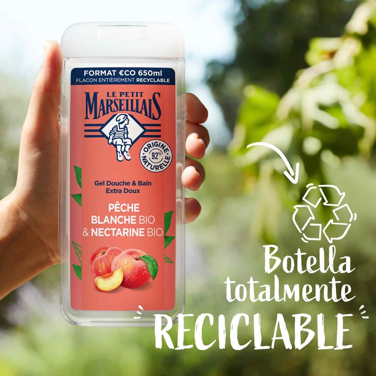 Gel de Douche Extra Doux Pêche & Nectarine Bio 650 ml de Le Petit Marseillais