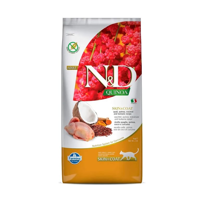 Voer Kat Volwassen Nd Skin Coat Kwartel Quinoa En Kokos