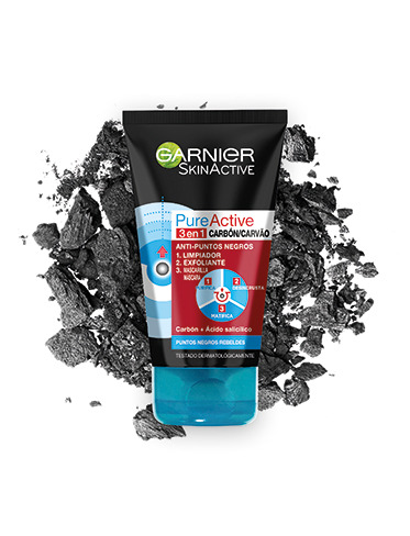 PURE ACTIVE 3 EN 1 CHARBON INTENSIF GEL POINTS NOIRS 150 ml de Garnier