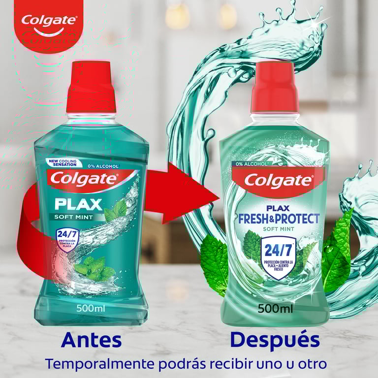 Plax Elixir Oral Menta Suave 0% Álcool 500 ml da Colgate