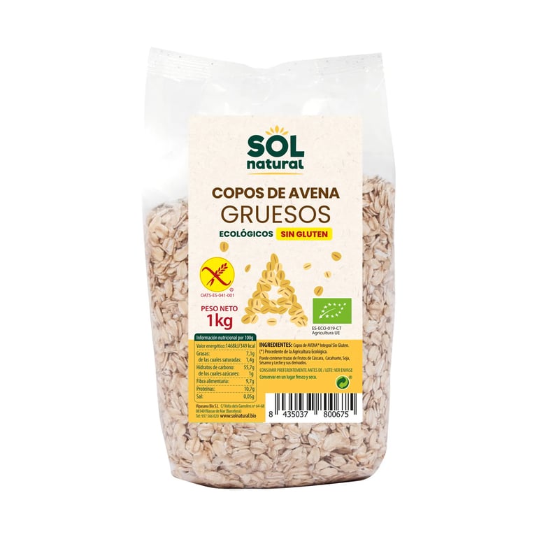 COPOS DE AVENA INTEGRAL GRUESOS SIN GLUTEN BIO