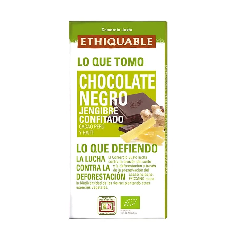 Chocolate Negro Con Jengibre Confitado De Perú Y Haití Ecológico