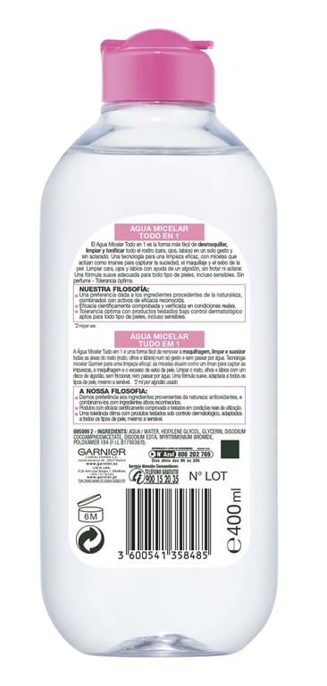 Skin Naturals Agua Micelar Tudo Em Um 400 ml da Garnier