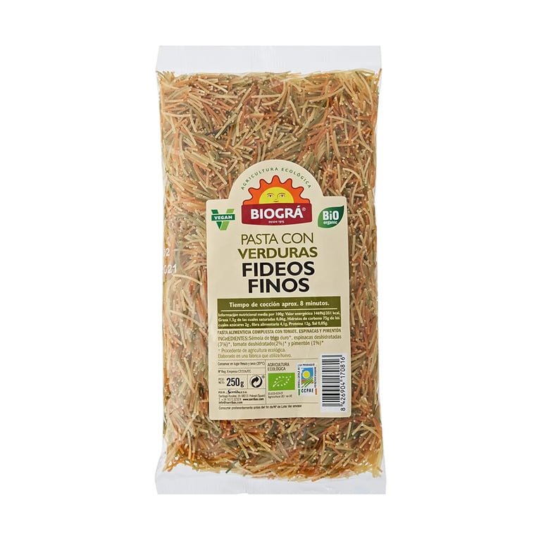 Pasta Con Verduras Fideos Finos Bio