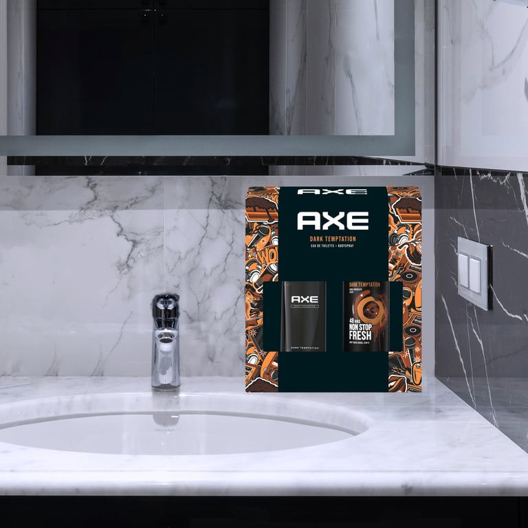 Dark Temptation EDT 75 ml + Déodorant 150 ml + Trousse de toilette Lot de Axe
