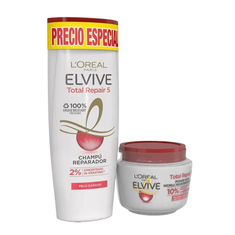 Elvive Total Repair 5 Shampooing 250 ml + Masque Réparateur 300 ml