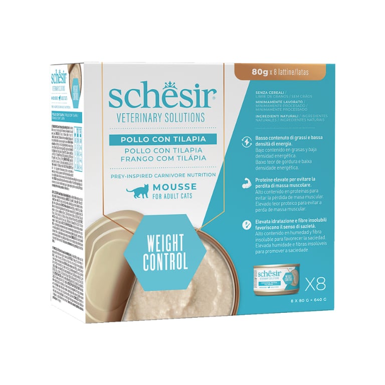 Cat Veterinary Weight Control Mousse de Pollo y Pescado