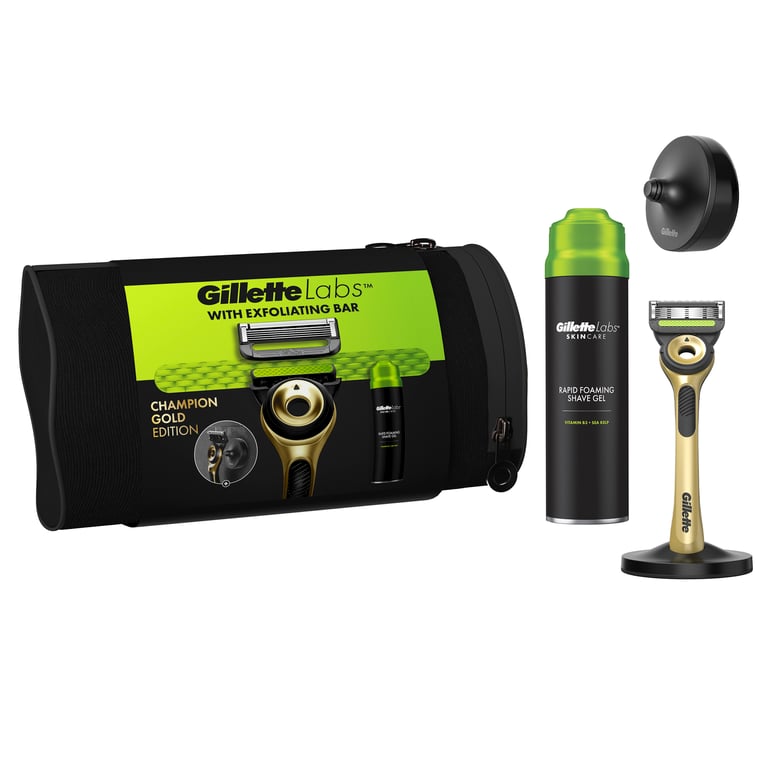 Gillette Labs Champion Gold Rasoir + Gel + Crochet + Trousse de Gillette