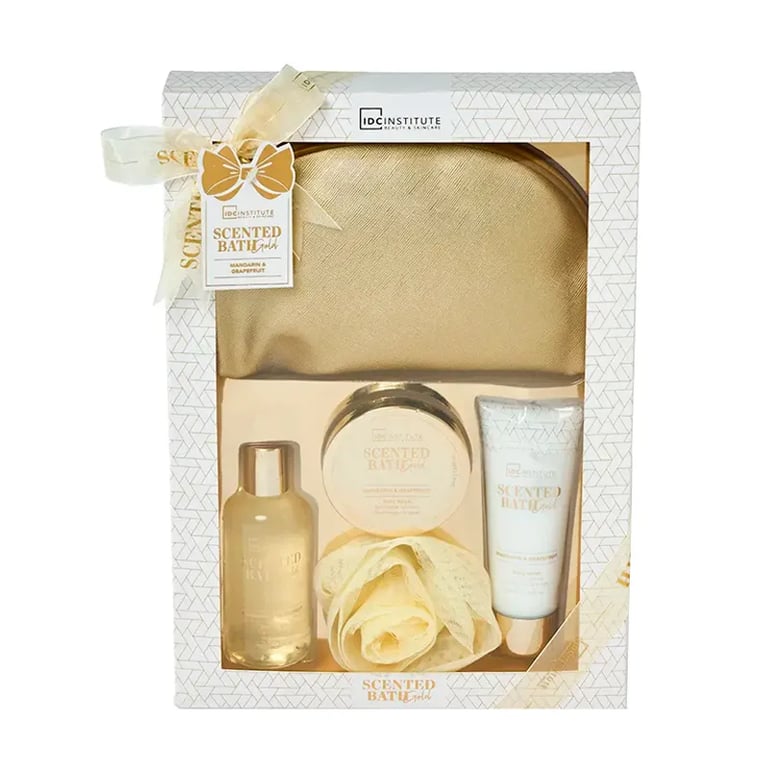 Set Scented Bath Gold Gel + Lotion + Peeling + Schwamm