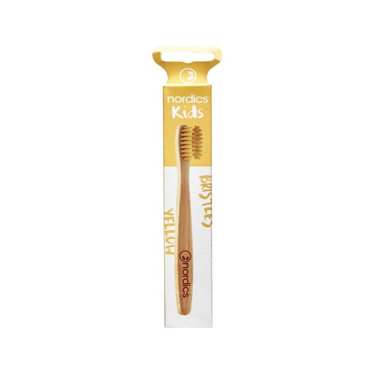 Cepillo de Dientes de Bambú Para Niños Amarillo